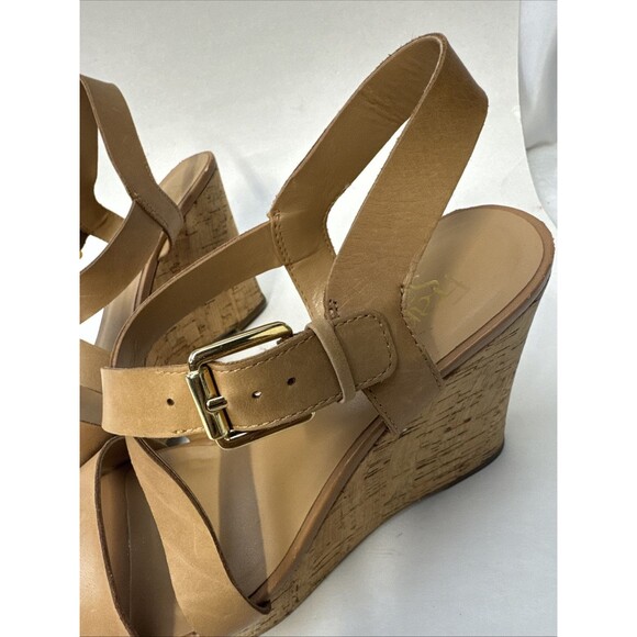 Franco Sarto Womens Pelma Sandals Cork Platform Beige Faux Leather Strappy sz 8M - Picture 7 of 11